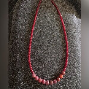 Genuine red Ruby 9mm to 2mm 17ch necklace silver